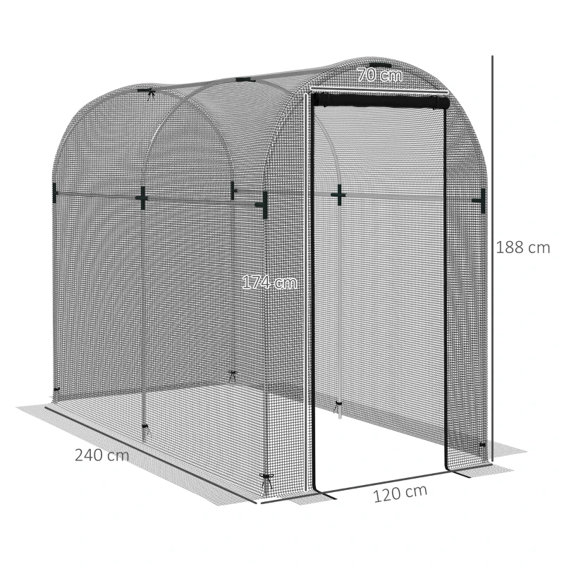Best Galvanised Steel Fruit Cage, Plant Protection Tent with Zipped Door, 1.2 x 2.4 x 1.9m, Black - Image 3