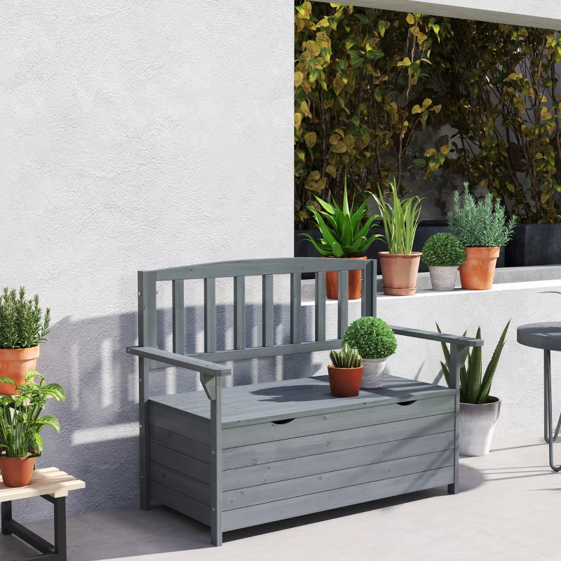Best Two-Seater Garden Storage Bench - Grey - Image 6