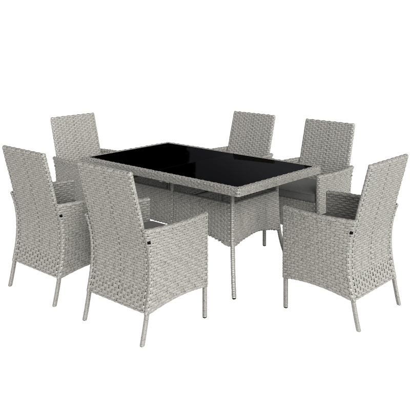 Best Seven-Piece Rattan Dining Set - Grey - Image 11