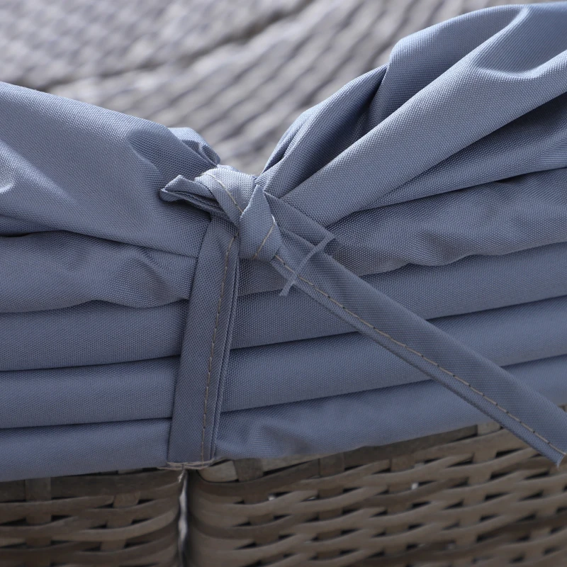 Best PE Rattan Lounge Set, 5 Pieces Patio Conversation Furniture Set, Garden Round Sofa Bed with Cushion and Retractable Canopy, Grey - Image 7