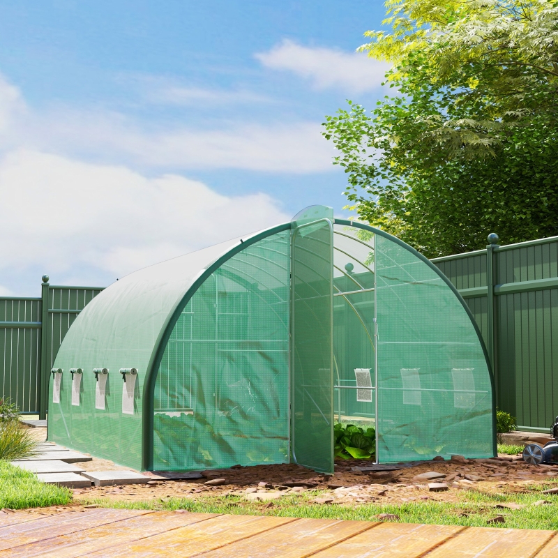 Best 4 x 3(m) Polytunnel Greenhouse, with Windows and Doors - Green - Image 10