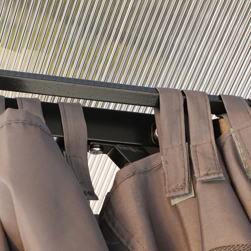 Best 3 x 3(m) Hardtop Gazebo Canopy with Polycarbonate Roof, Steel & Aluminium Frame, Garden Pavilion with Mosquito Netting and Curtains, Black - Image 9