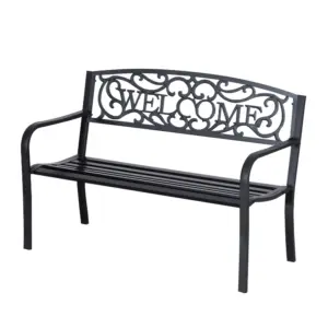 Best 126Lx60Wx85H cm Steel Bench-Black