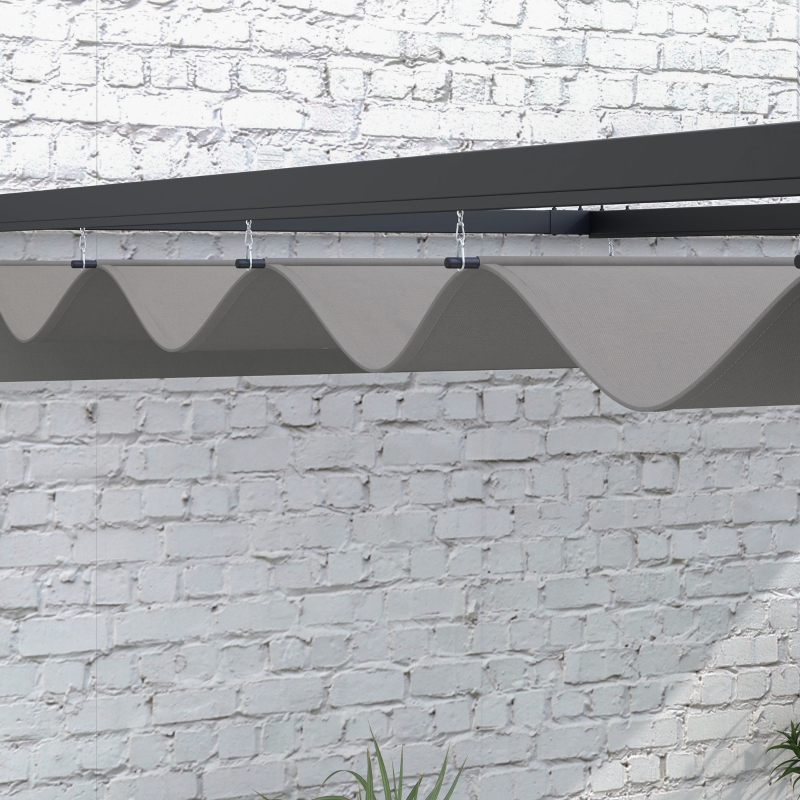 Best 2 x 3(m) Lean To Steel Pergola, with Moving Fabric Canopy - Dark Grey - Image 9