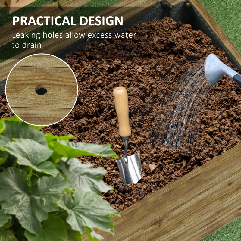 Best Wooden Raised Planter, with Back Trellis - Natural Finish - Image 7