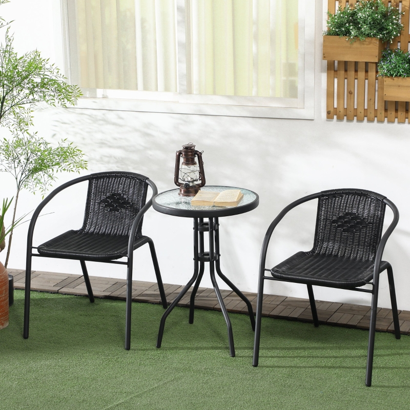Best 3 Pieces Rattan Bistro Set - Black - Image 10