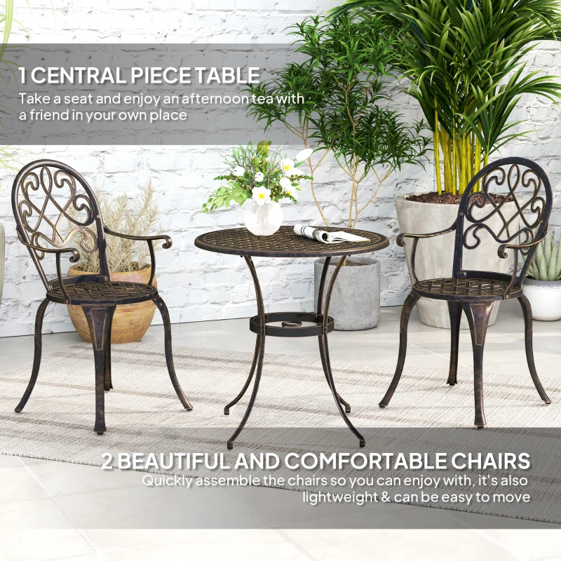 Best Three-Piece Elegant Aluminium Garden Set - Bronze Tone - Image 4