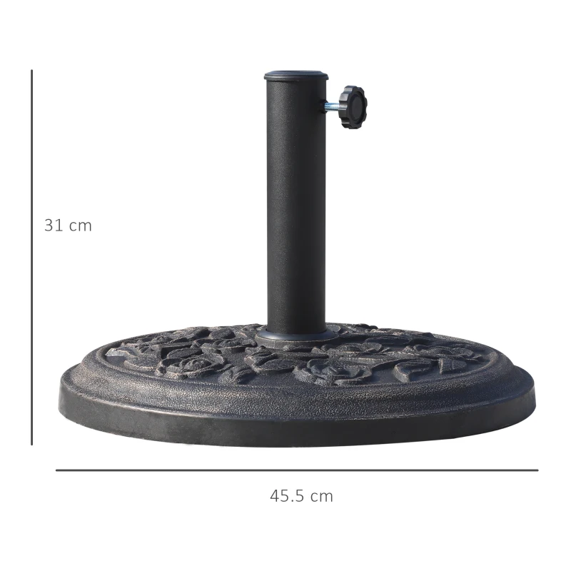 Best 9kg Garden Parasol Base, Round Resin Cast Iron Effect Sun Umbrella Base, Outdoor Umbrella Stand for 38mm or 48mm Outdoor Umbrella Poles, Bronze Tone - Image 3