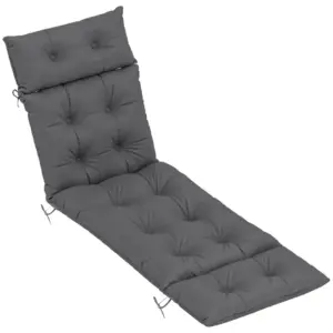 Best Sun Lounger Cushions Only, 190x56x10cm Garden Lounge Chair Cushions, UPF20+ 220gsm Fabric, Thick Sunbed Replacement Pads with 6 Ties, Dark Grey