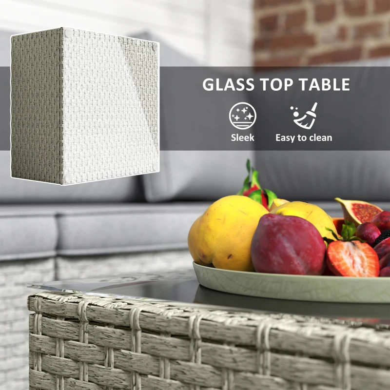 Best 7 Pieces Rattan Garden Furniture Set, 6 Seater Garden Corner Sofa with Wide Seat, Cushions and Glass Top Table, Sectional Outdoor Furniture Conservatory Set for Patio, Light Brown - Image 7