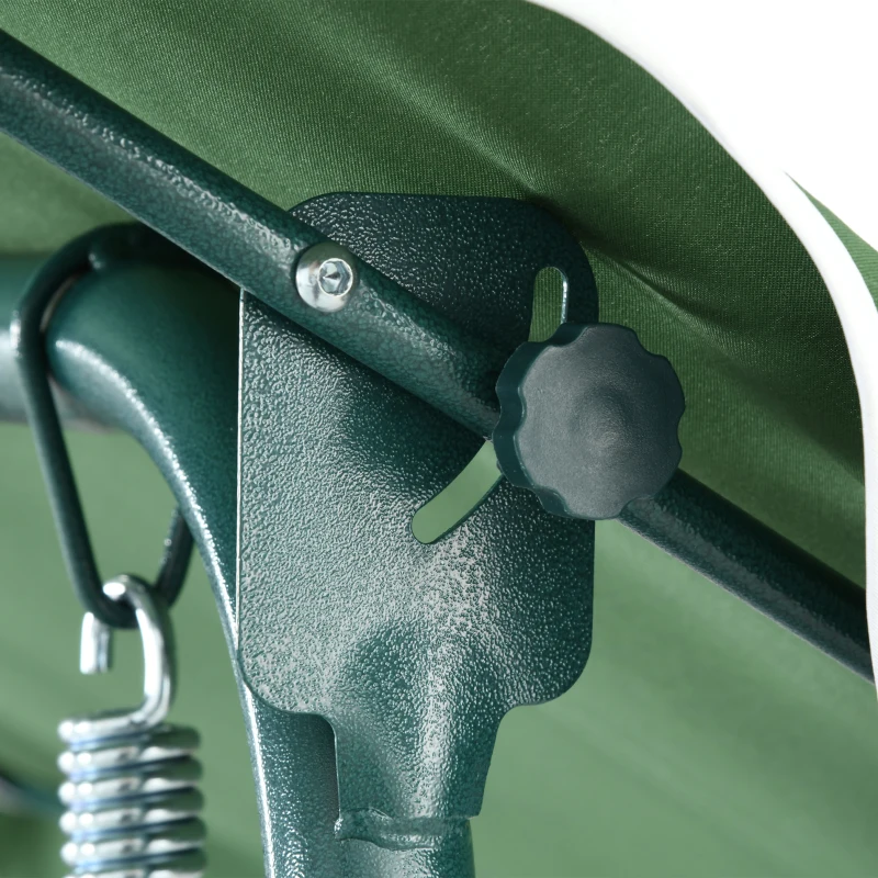 Best 3 Seater Garden Swing Seat Chair Outdoor Bench with Adjustable Canopy and Metal Frame, Green Stripes - Image 8