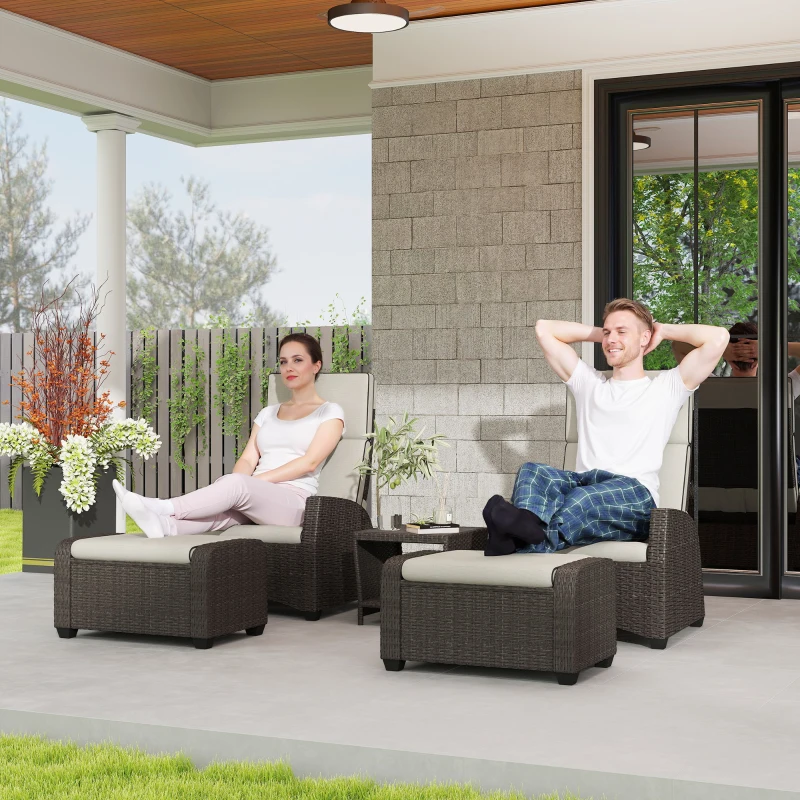 Best 5-Piece Rattan Garden Furniture Set with Cushions - Brown - Image 2