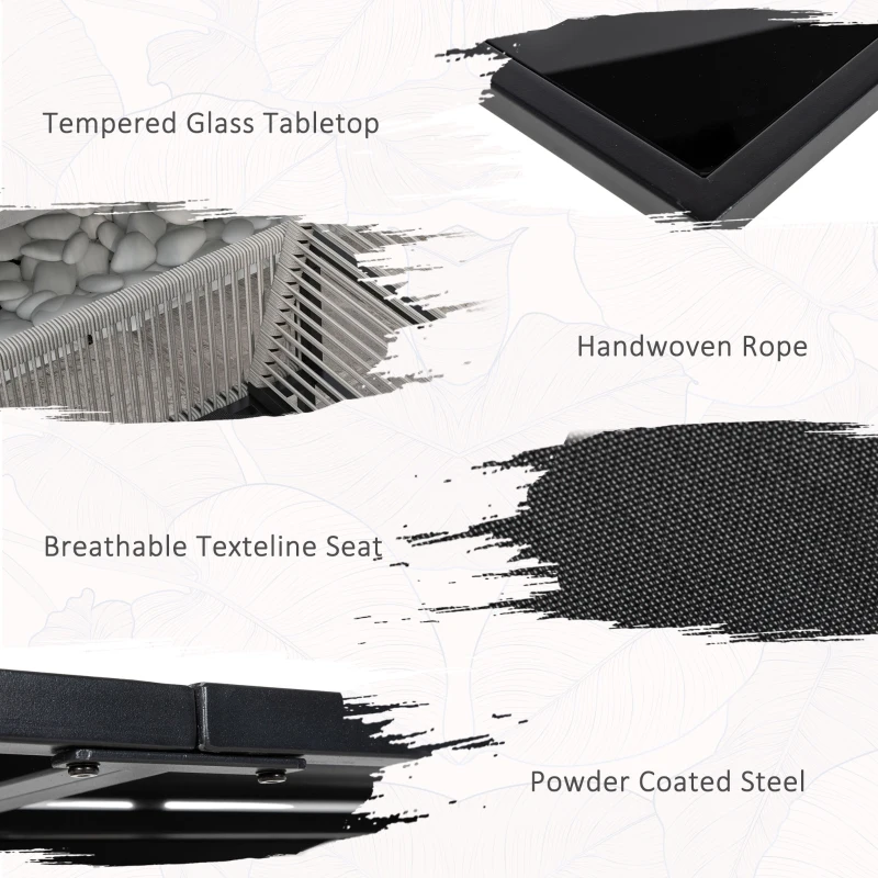 Best Five-Piece Metal Dining Set, with Folding Back Chairs, Light Grey - Image 5