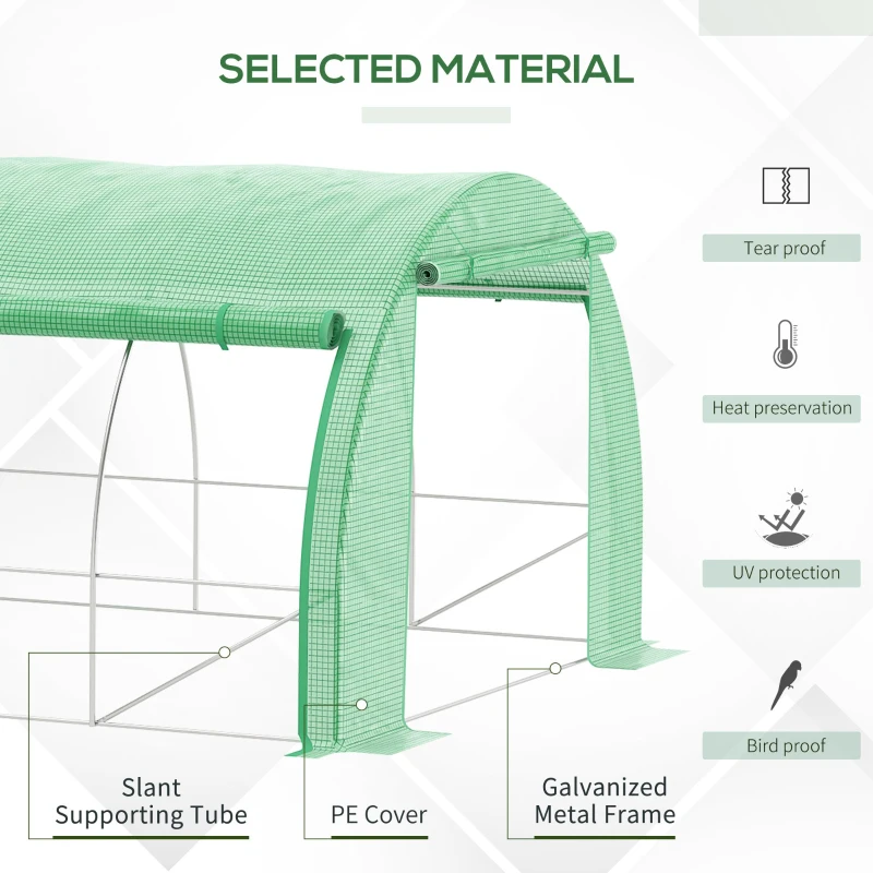 Best Polytunnel Greenhouse Walk-in Grow House Tent with Roll-up Sidewalls, Zipped Door and 6 Windows, 3x3x2m Green - Image 4