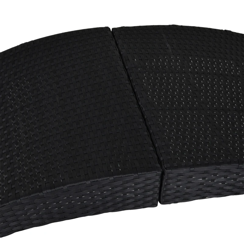 Best Outdoor Foldable PE Rattan Sun Lounger with Soft Padded Cushion, Ergonomic Curved Design Sun Bed for Balcony, Garden, Black - Image 7