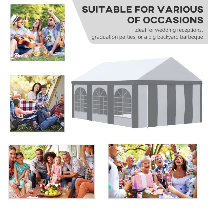 Best 6 x 4m Galvanised Party Tent, Marquee Gazebo with Sides, Six Windows and Double Doors, for Parties, Wedding and Events - Image 4