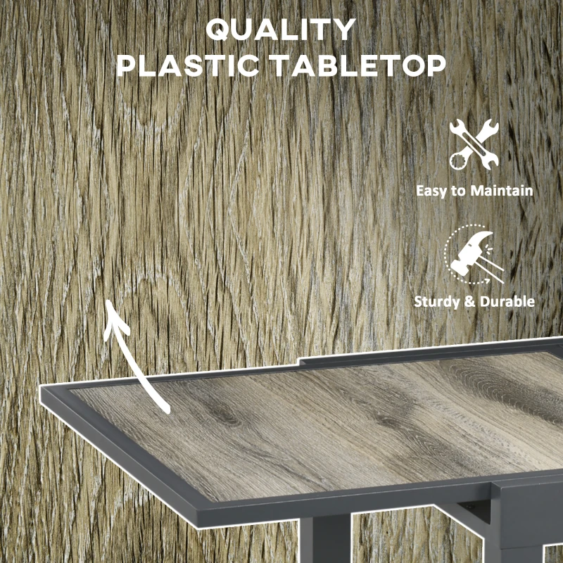 Best Extending Garden Table, Outdoor Dining Table for 6, Aluminium Frame Rectangular Patio Table with Plastic Board Tabletop,80/160L x 80W x 75H cm, Beige - Image 6