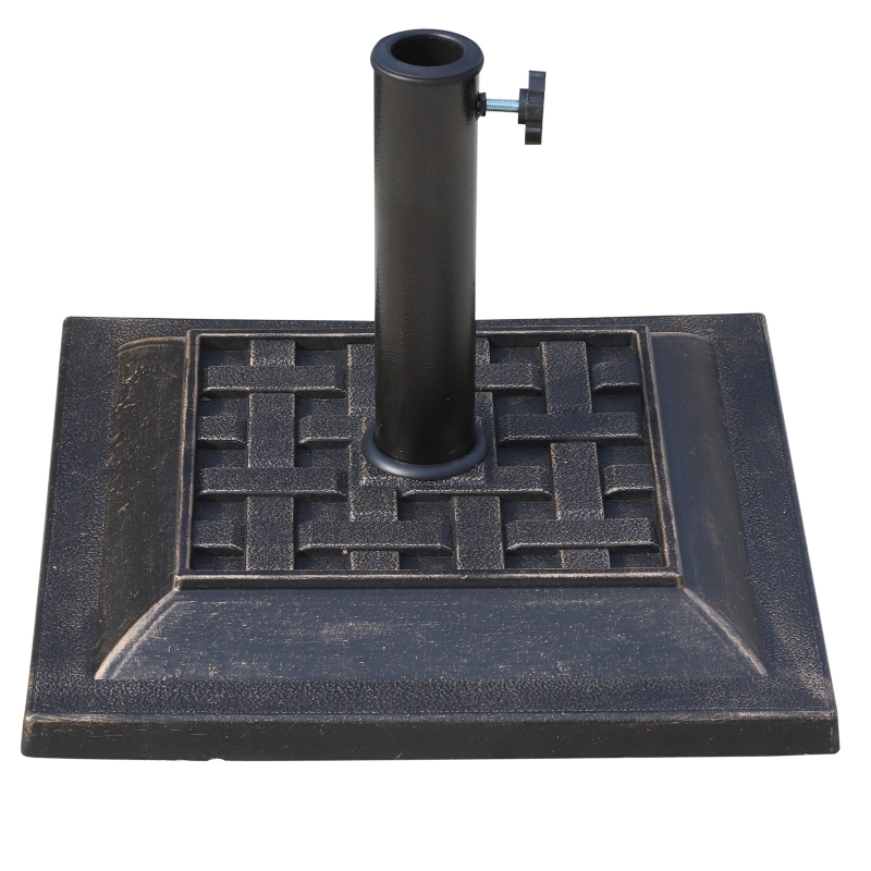 Best 9kg Square Garden Parasol Base Holder Resin Outdoor Market Umbrella Stand with Adjustable Coupler, Bronze - Image 15