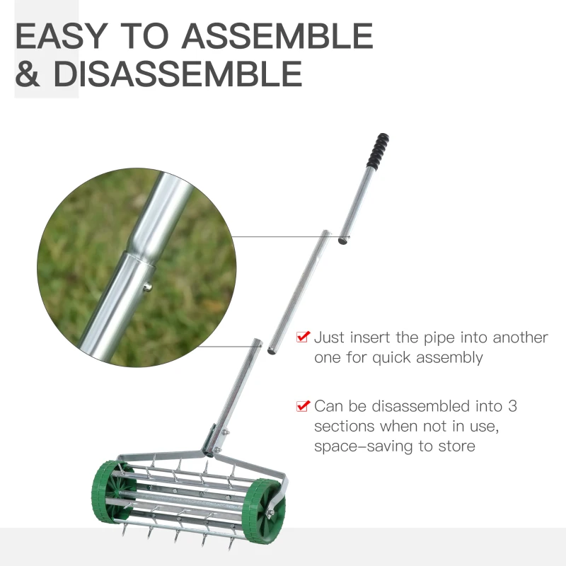 Best Garden Rolling Lawn Aerator Heavy Duty Steel Grass Roller w/ Adjustable Handle - Image 5