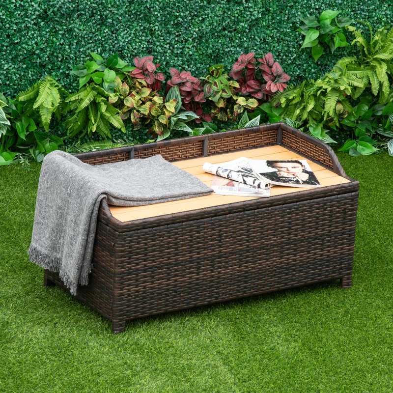 Best 130 L Rattan Garden Storage Box, with Seat - Mixed Brown - Image 2