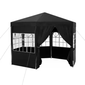 Best 4 m Party Tent Wedding Gazebo Outdoor Waterproof PE Canopy Shade with 6 Removable Side Walls