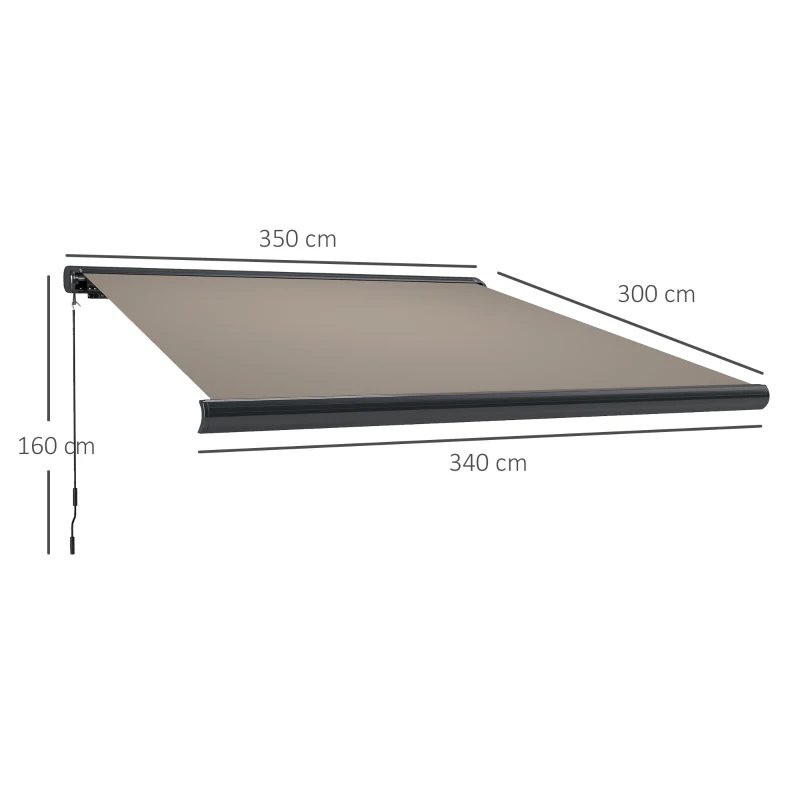 Best 3.5 x 3 m Electric Awning with Remote Controller, Aluminium Frame DIY Retractable Awning, UV50+ Sun Shade Canopy for Garden Patio Deck Door Window, Light Grey - Image 3