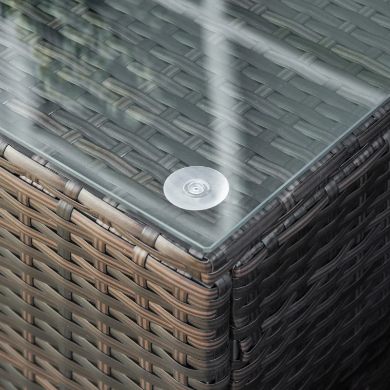 Best PE Rattan Garden Coffee Table with Glass Table Top - Brown - Image 7