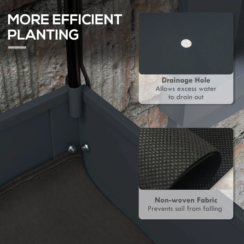 Best Raised Planter with Greenhouse Cover, Mobile Elevated Garden Bed with Wheels and Bottom Shelf for Vegetables, Dark Grey - Image 7