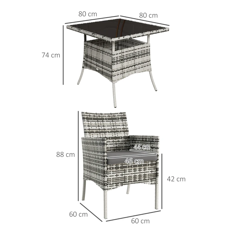 Best Five-Pieces Rattan Dining Set - Mixed Grey - Image 3