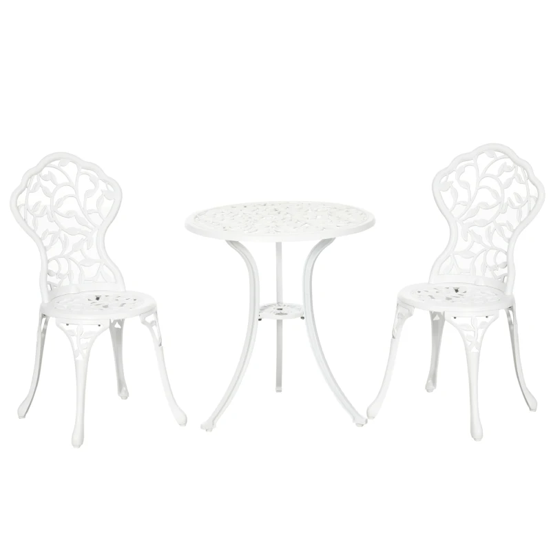 Best 3 Pcs Aluminium Bistro Set Garden Furniture Dining Table Chairs Antique Outdoor Seat Patio Seater White