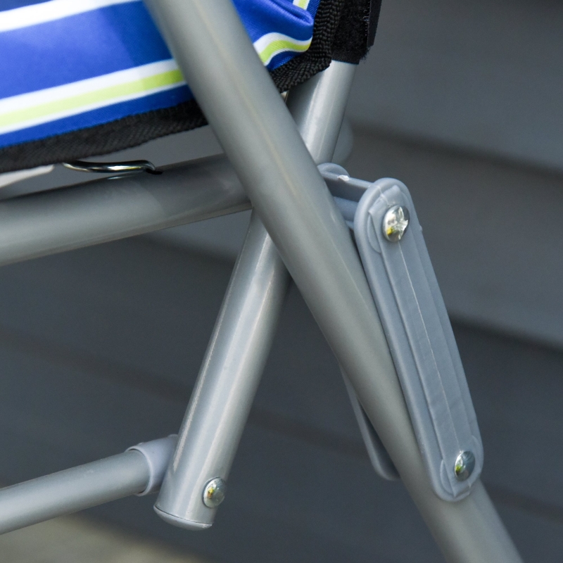 Best Reclining Garden Chair Set of 2, 5-Level Adjustable Zero Gravity Chairs with Cushions, Folding Sun Lounger Garden Recliner Chairs with Armrests for Outdoor, Patio, Blue Stripe - Image 11