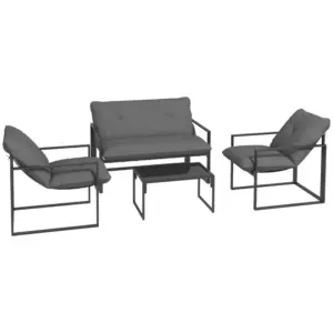 Best Four-Piece Relaxed Back Garden Dining Set - Black/Grey