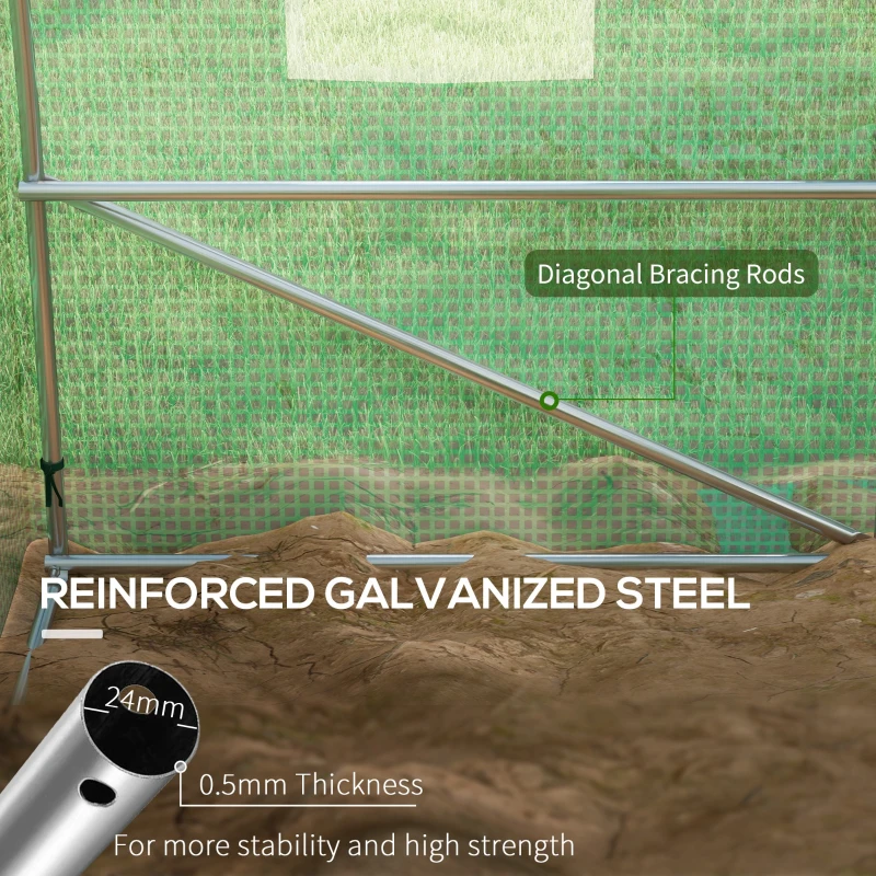 Best Sprinkler System Polytunnel Greenhouse, 4 x 3(m), Green - Image 7