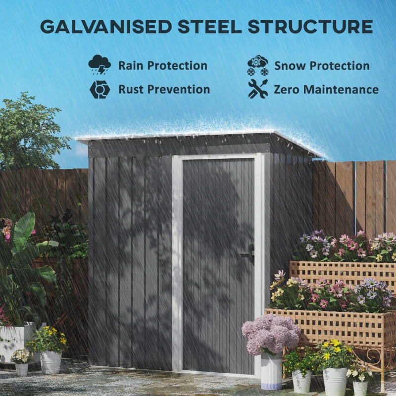 Best 5 x 3ft Garden Storage Shed with Sliding Door and Sloped Roof Outdoor Equipment Tool, Light Grey - Image 4