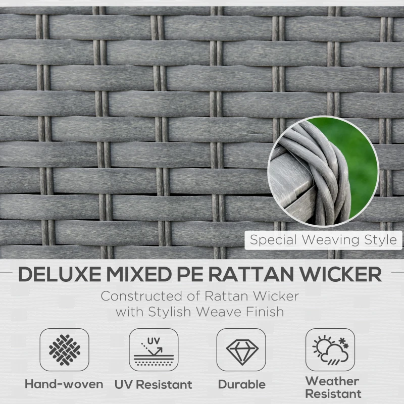 Best 5 PCs PE Rattan Wicker Corner Sofa Set Bonzer Outdoor Conservatory Furniture Lawn Patio Tea Table Footstool w/ Cushion - Grey - Image 4