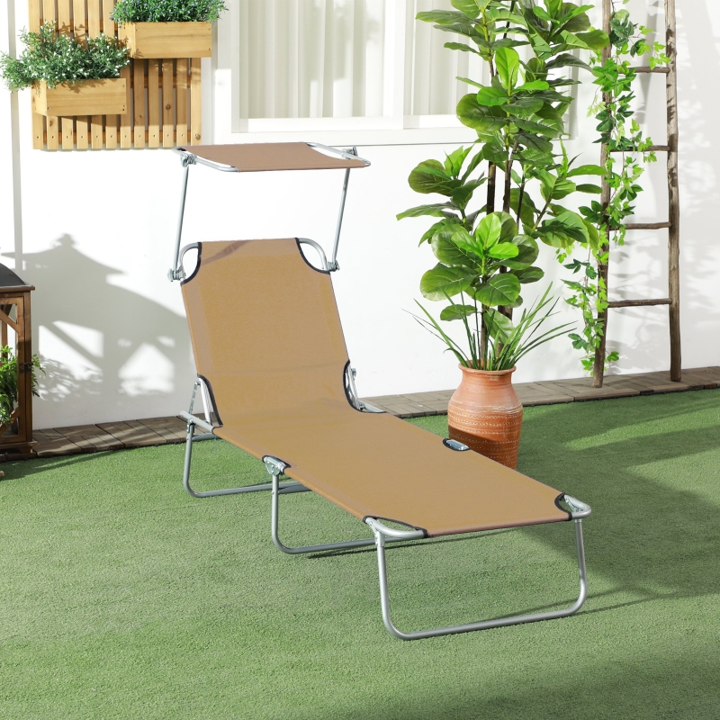 Best Sun Lounger, with Adjustable Face Canopy - Brown - Image 10