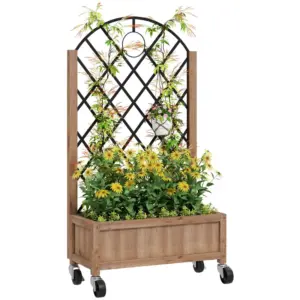 Best Wooden Planter, with Metal Trellis - Brown/Black