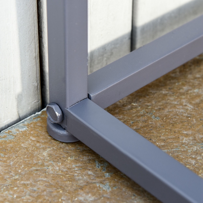 Best Steel Patio Garden Bench Loveseats for Outdoors Park Yard Slatted Design Grey - Image 9