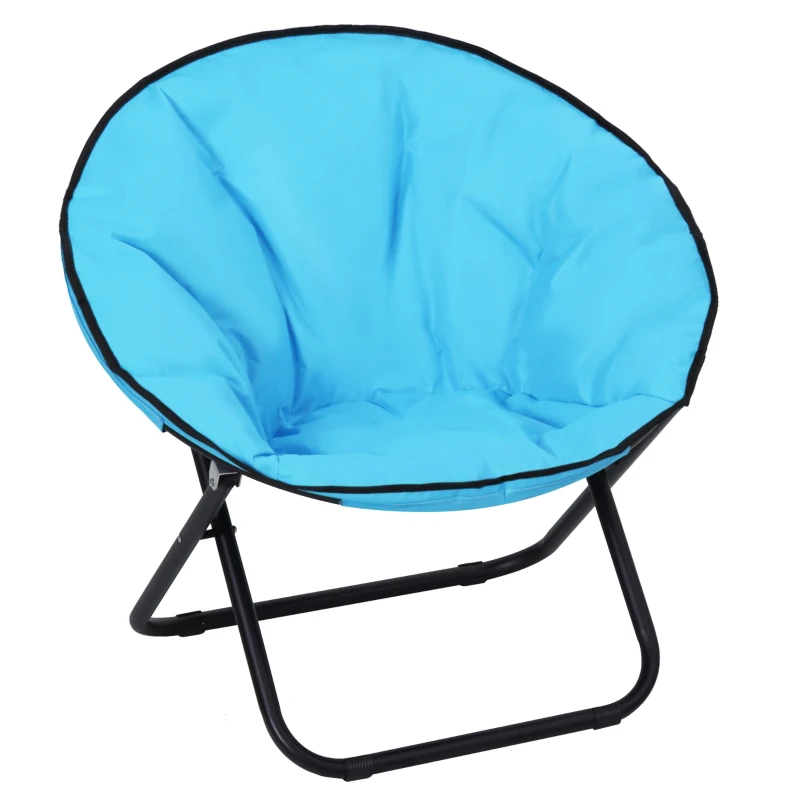 Best Garden Folding Portable Padded Saucer Moon Chair Padded Round Outdoor Camping Travel Fishing Seat Blue