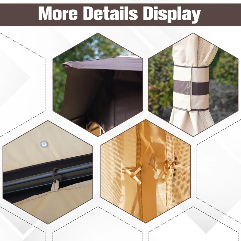 Best 3.2 x 3.2m Garden Gazebo, Double Roof Outdoor Gazebo Canopy Shelter with Netting, Solid Steel Frame for Garden, Lawn, Backyard and Deck - Image 6