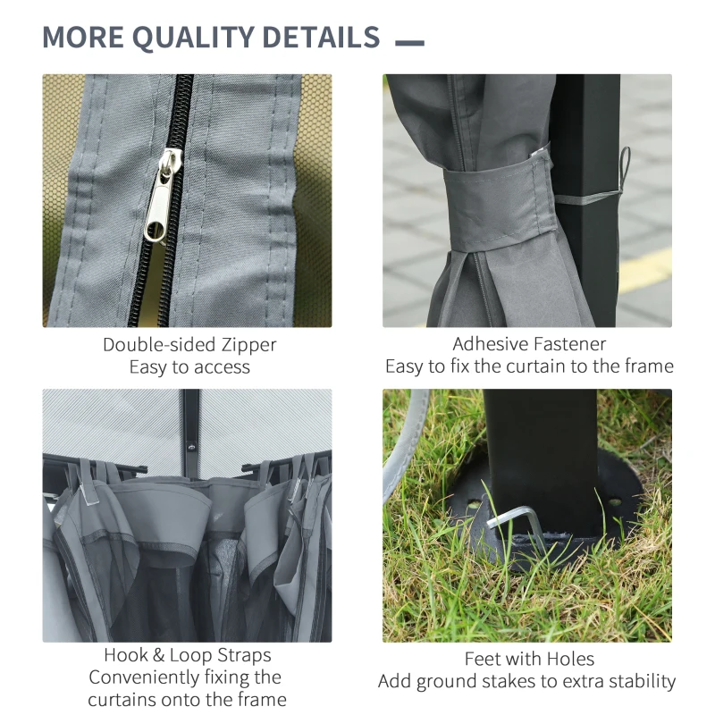 Best 3 x 4m Hardtop Gazebo Canopy with Polycarbonate Roof, Aluminium Frame, Permanent Pavilion Garden Gazebo with Netting and Curtains - Grey - Image 5