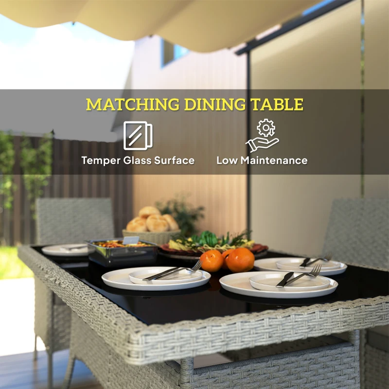 Best Seven-Piece Rattan Dining Set - Grey - Image 6