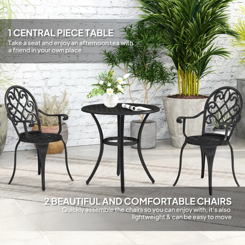 Best Three-Piece Elegant Aluminium Garden Set - Black - Image 4