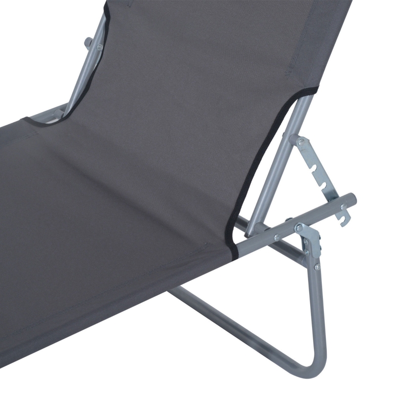 Best Outdoor Foldable Sun Lounger, 4 Level Adjustable Backrest Reclining Sun Lounger Chair with Angle Adjust Sun Shade Awning for Beach, Garden, Patio, Grey - Image 9