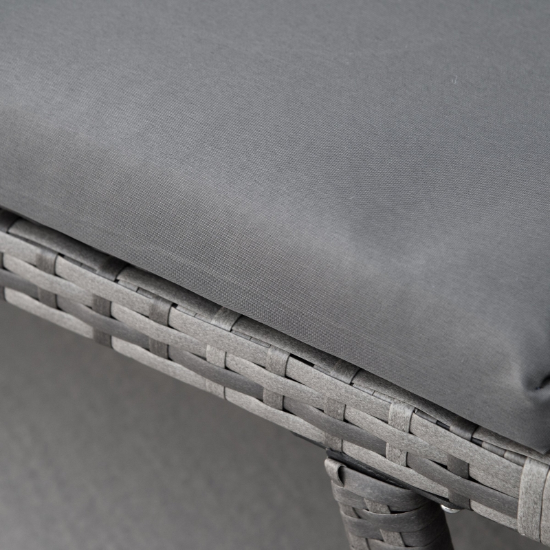 Best 2 Seater Rattan Sofa with Cushions, 2-in-1 PE Rattan Daybed Sofa with Left Up or Down Armrests, Garden Chaise Lounger Loveseat for Outdoor, Patio, Mixed Grey - Image 9