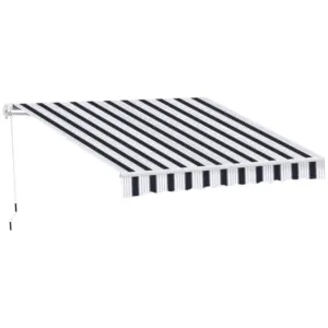 Best Manual Retractable Awning, 2.5x2 m-Dark Blue/White Stripes