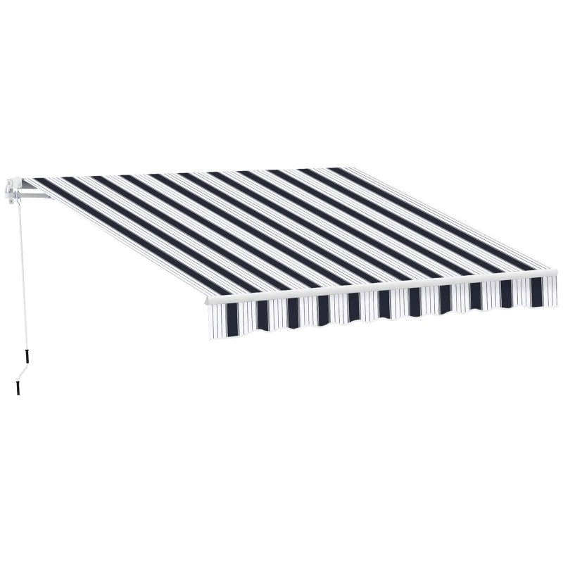 Best Manual Retractable Awning, 2.5x2 m-Dark Blue/White Stripes