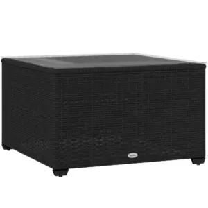 Best 62 x 62cm Glass-Top Rattan Side Table - Dark Grey