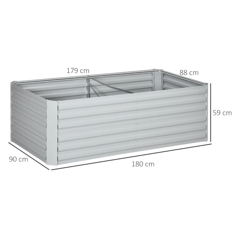 Best Raised Beds for Garden, Galvanised Steel Outdoor Planters with Multi-reinforced Rods, 180 x 90 x 59 cm, Light Grey - Image 3
