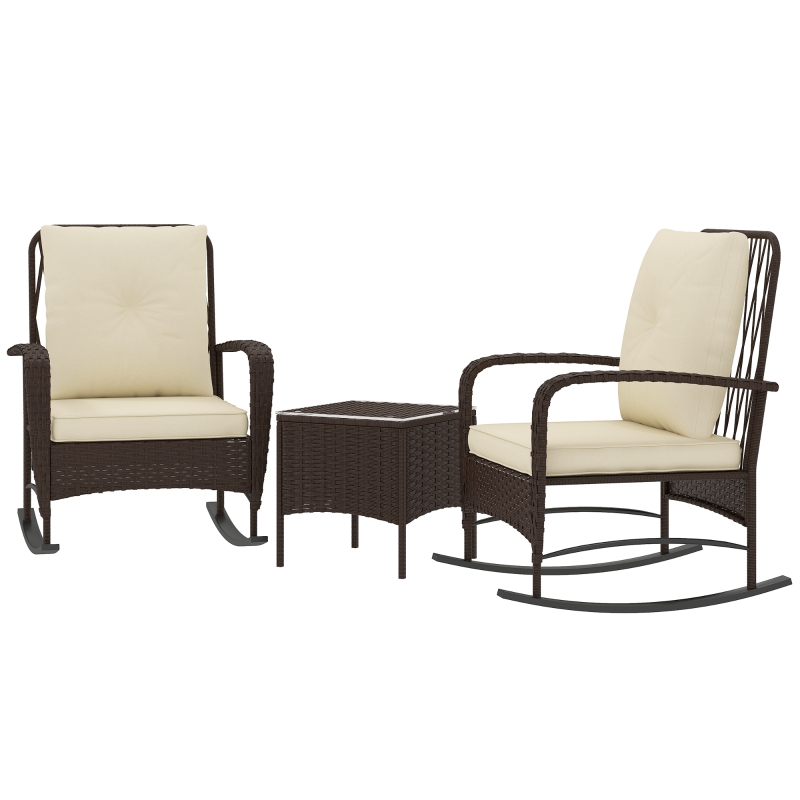 Best Three-Piece Rocking Chair Rattan Bistro Set - Brown - Image 11